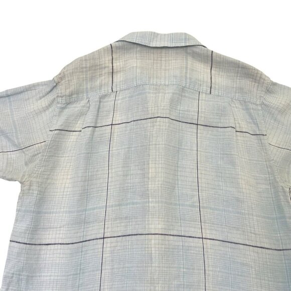 Tommy Bahama 100% Linen Plaid Short Sleeve Button Front Shirt size Large - Picture 4 of 6